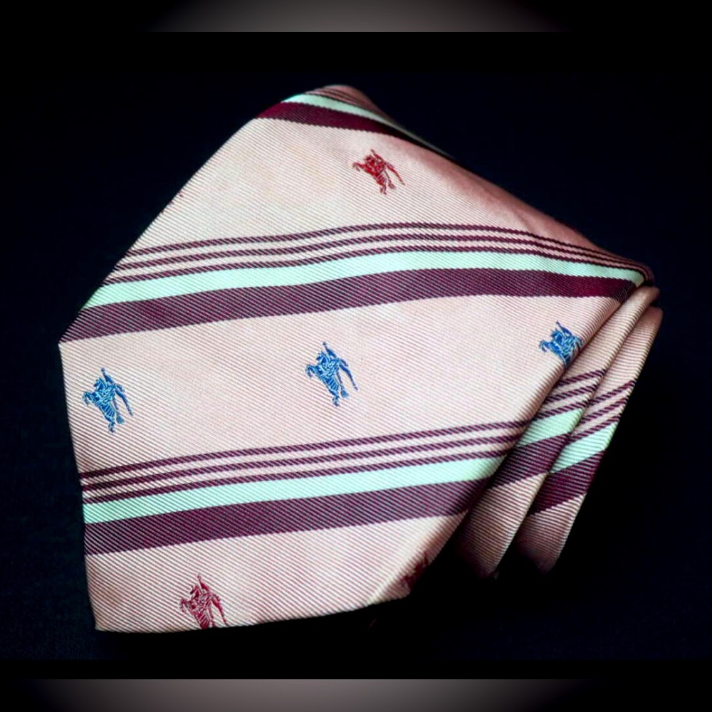 BURBERRY LONDON Pink  100% Silk Mens Luxury Tie